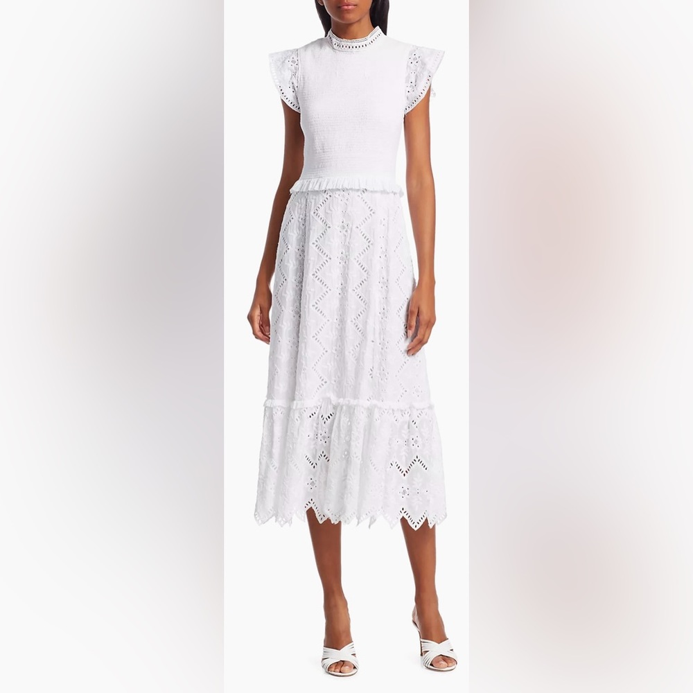 SEA Zipper Smocked midi dress NWT